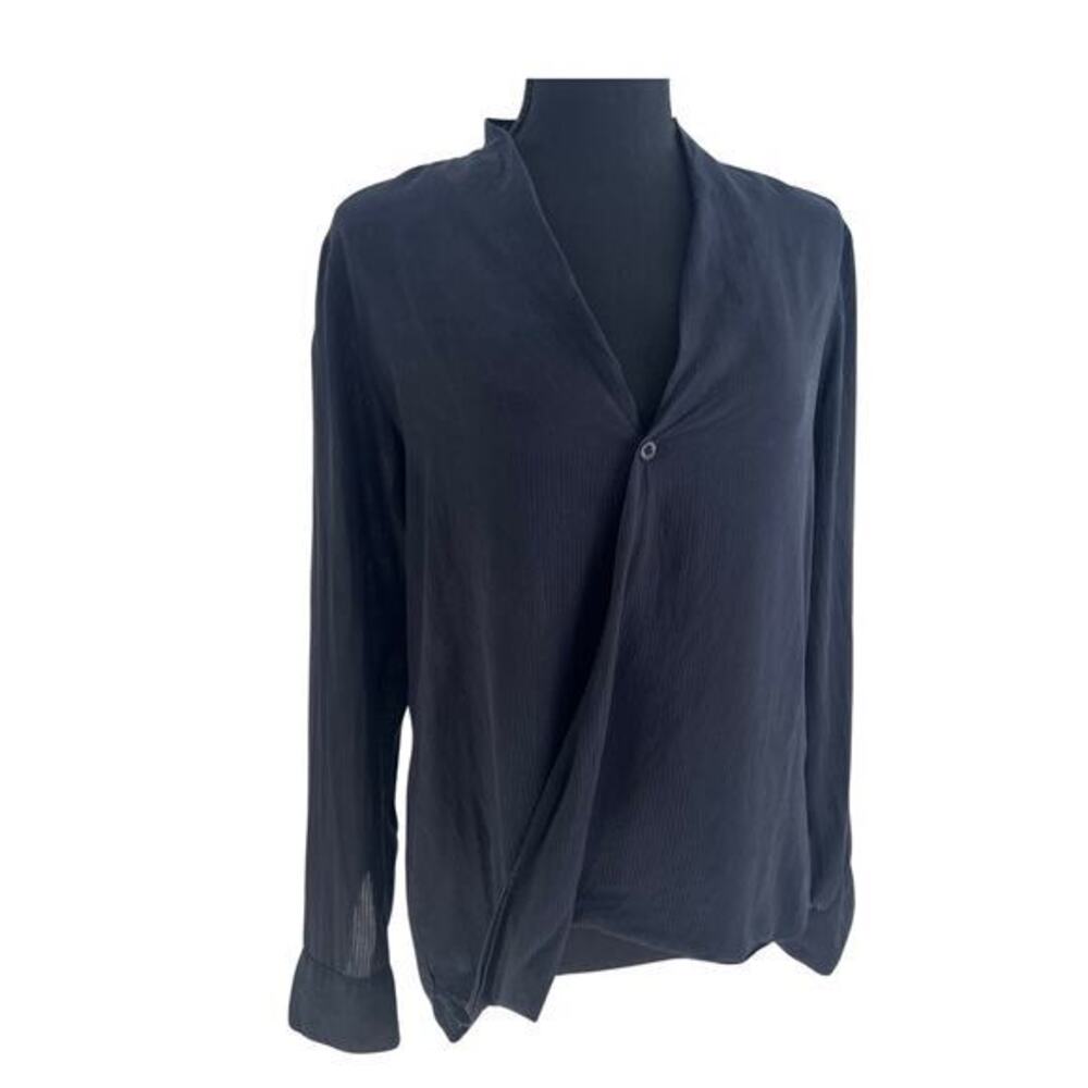 Black Cloth & Stone Super Soft Long Sleeve Wrap Front Blouse Shirt - Small